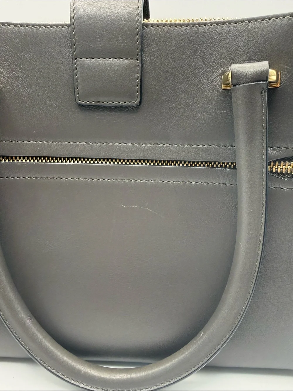 Salvatore Ferragamo Juliet Grey Leather Red Interior with Gold Hardware